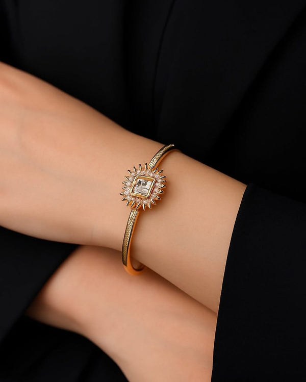 Cubic Zarconia Gold Color with Shampian Stone Bracelet