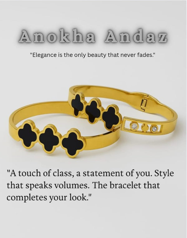 Golden Glow Black Stone Bracelet
