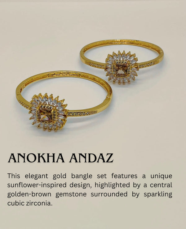 Cubic Zarconia Gold Color with Shampian Stone Bracelet