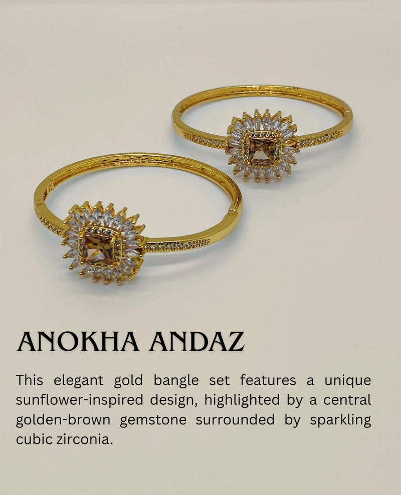 Cubic Zarconia Gold Color with Shampian Stone Bracelet